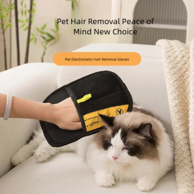Magic Lint & Pet Hair Removal Gloves Black Plastic Grooming Glove for Home Sofa Carpet Cleaning 20x15cm Size