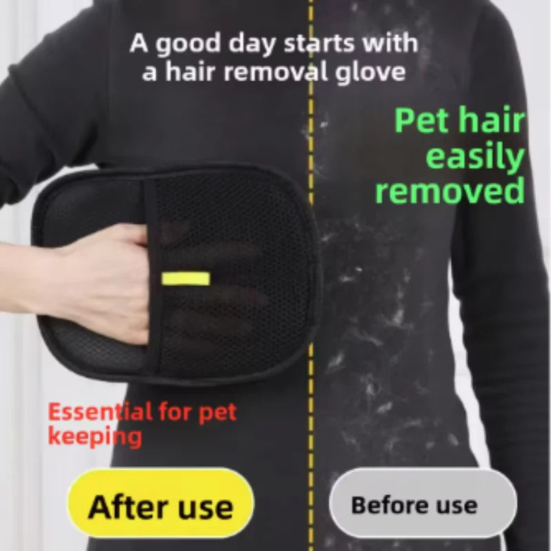 Magic Lint & Pet Hair Removal Gloves Black Plastic Grooming Glove for Home Sofa Carpet Cleaning 20x15cm Size