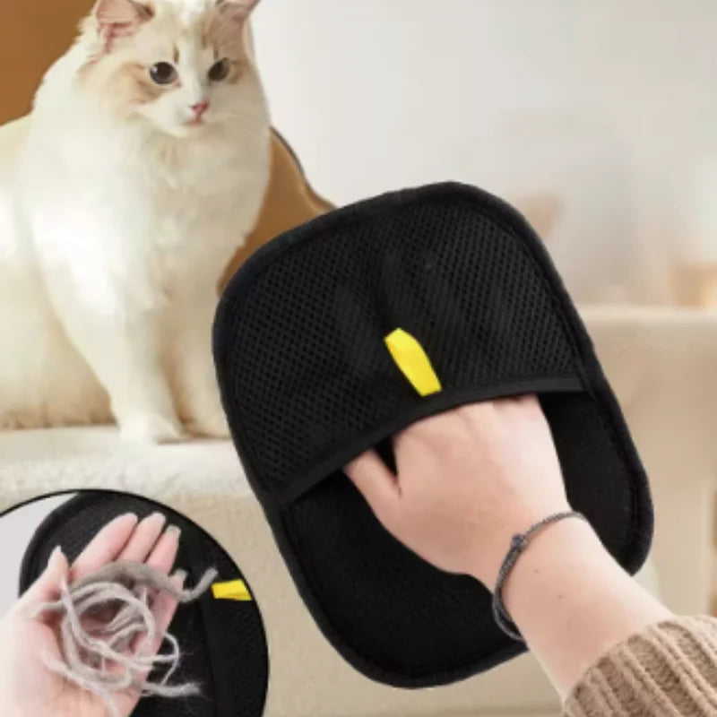 Magic Lint & Pet Hair Removal Gloves Black Plastic Grooming Glove for Home Sofa Carpet Cleaning 20x15cm Size